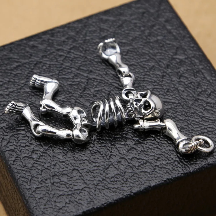 

Wholesale S925 Sterling Silver Jewelry Fashion Japanese and Korean Vintage Thai Silver Personalized Punk Skull Head Alternative