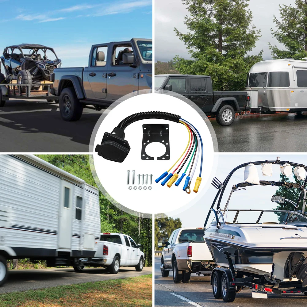 موصل السيارة الأمريكية مع قوس 7 طرق أنثى نهاية مقطورة المقبس متعدد الوظائف للمقطورات المعسكر الأنشطة الخارجية #4