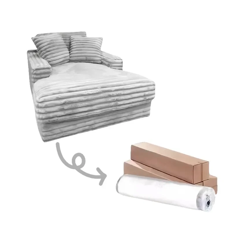 Wholesale I-Shaped Compressed Sponge Sofa Set Corduroy Fabric Recliner Vacuum Box Boneless Combination Vacuum Boxed Boneless