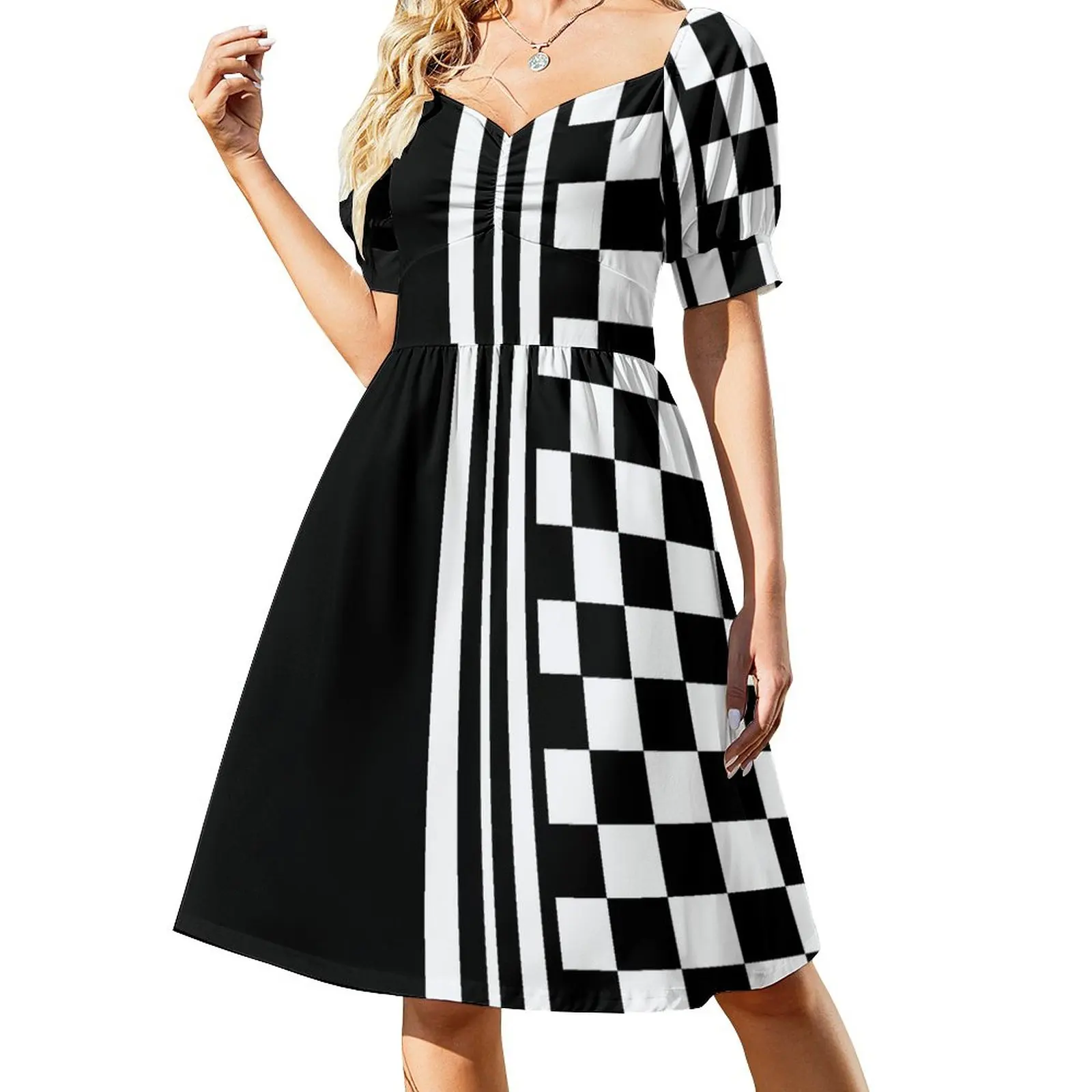 

Stylish black and white ska inspired Sleeveless Dress luxury woman evening dress dresses ladies 2023 summer clothes