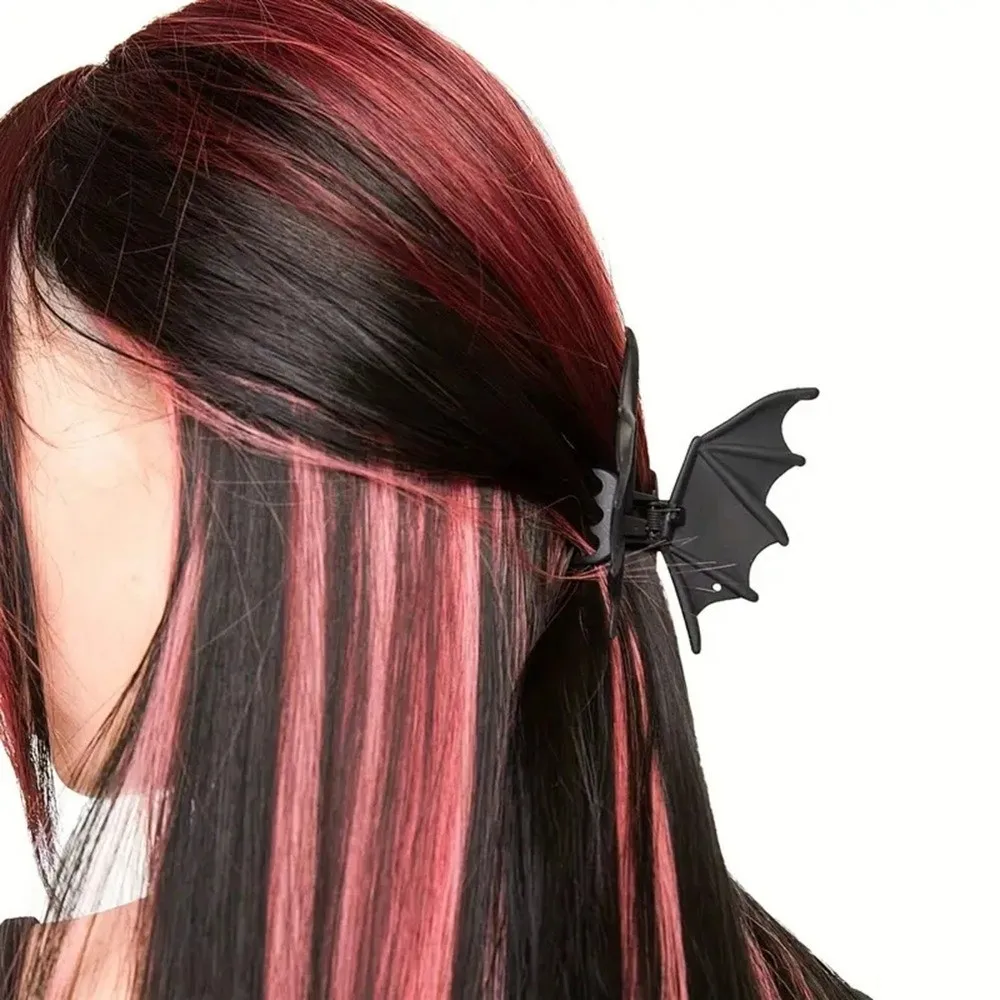 Cute Gothic Halloween Hair Claw Alloy Matte Black Bat Wings Ponytail Holder Cosplay Headdress Shark Clip Gift
