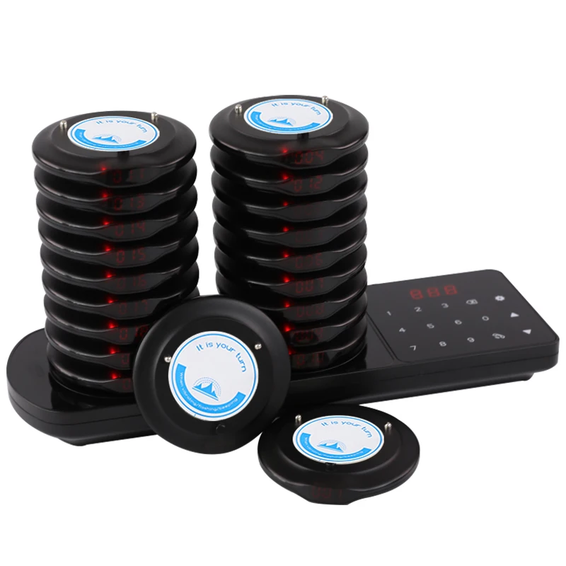 Wireless Restaurant Pager System Dual Charging Base Wireless Calling System Coaster For Food Truck Church Clinic Coffee Shop