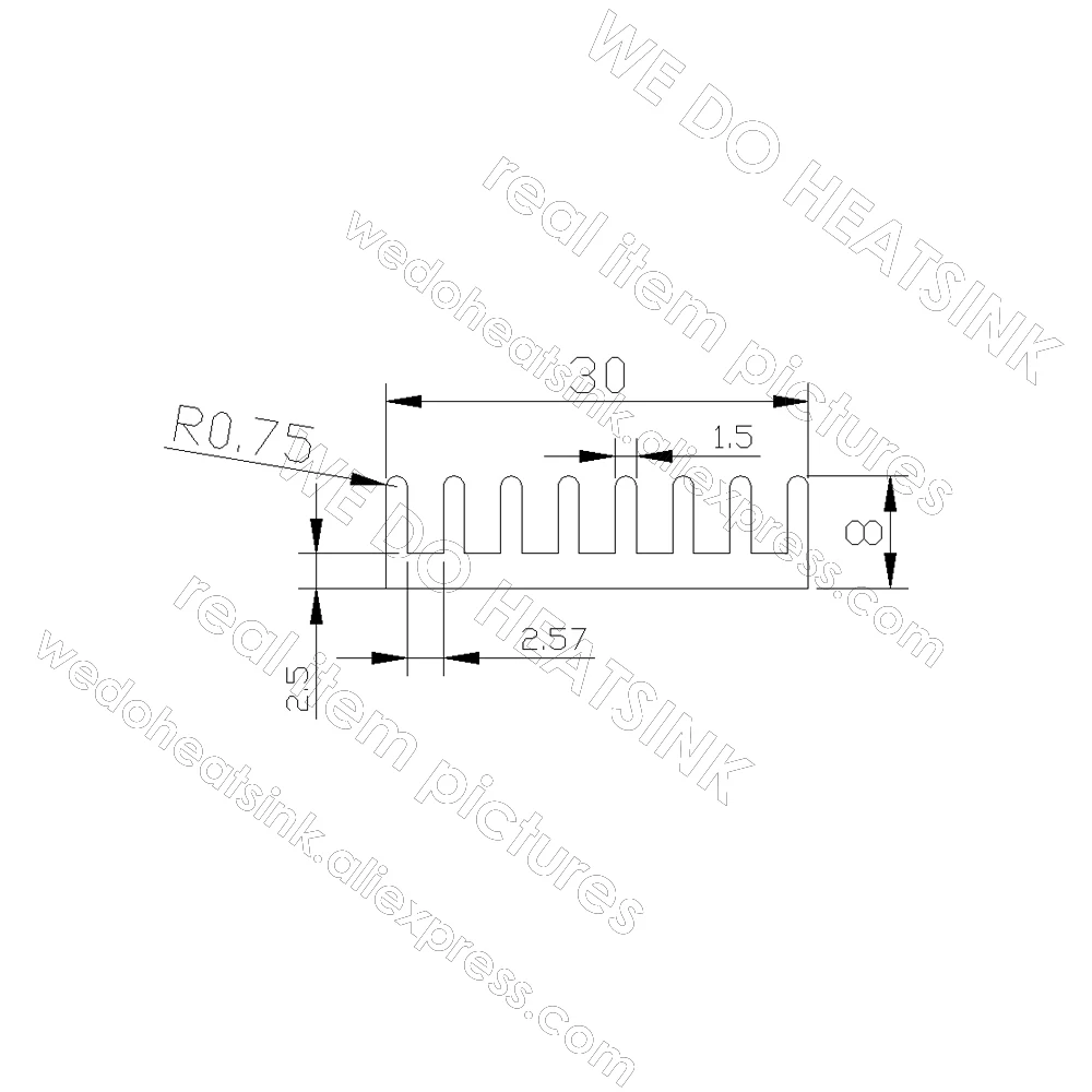 8x30x8mm Silver DIP Heatsink Radiator for MOS IC Chip with pre Applied Thermal Heat Transfer Ahesive Tape