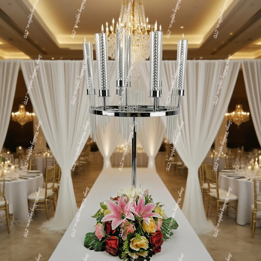 

4-10 шт., свадебные золотые металлические акриловые настольные центральные украшения, железное искусство, электрическая пересекающаяся хрустальная подставка для цветов