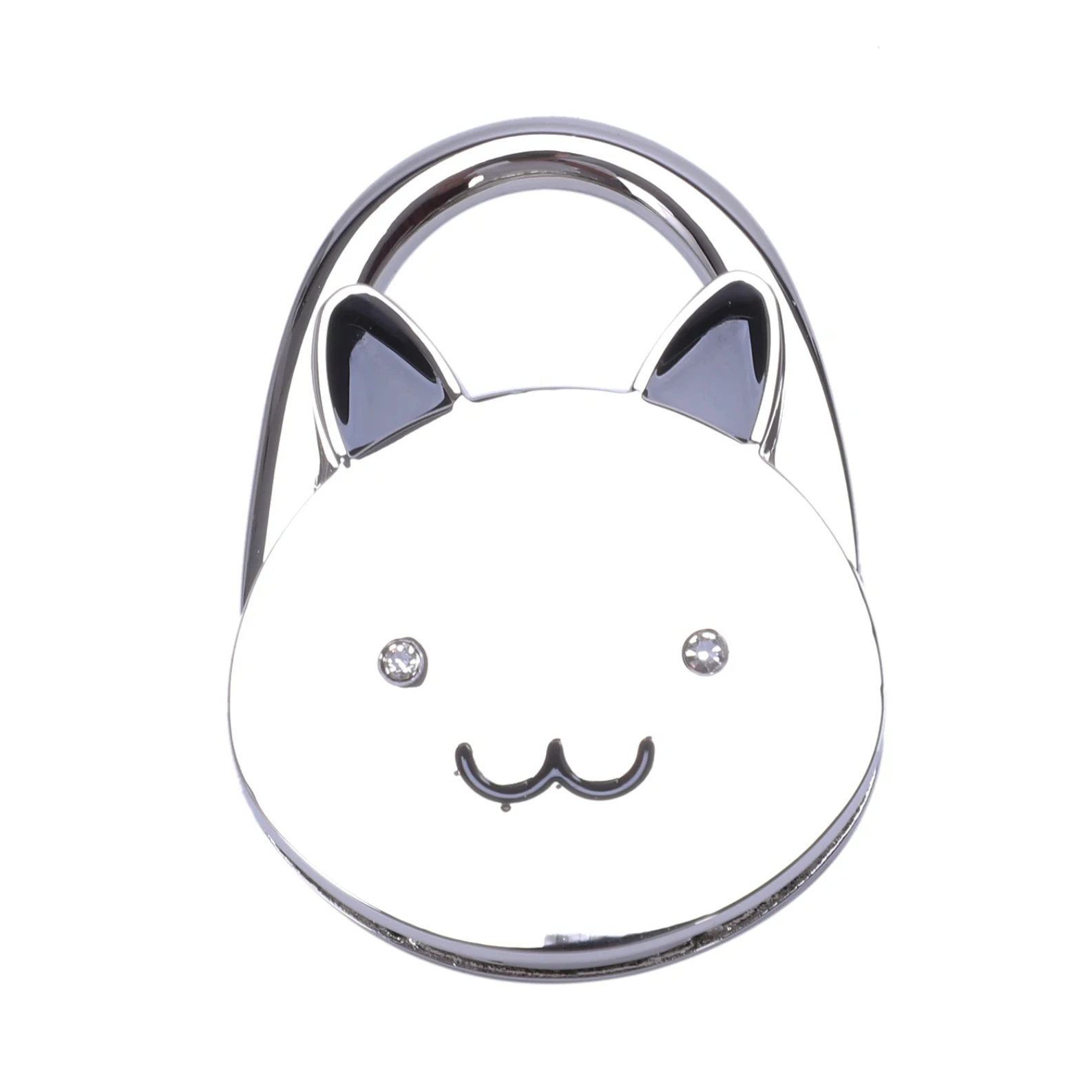 

Black Cat Cartoon Foldable Silver Tone Handbag Hook Antislip Rubber Base