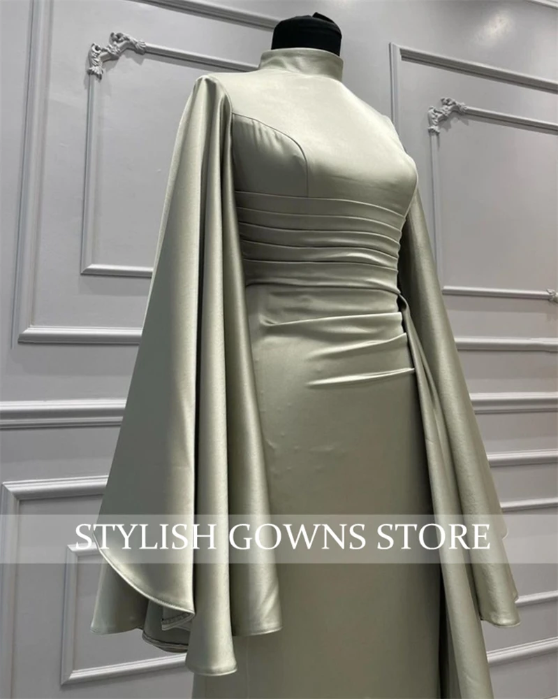 Muslim High N Evening Dress Long Sleeves Pleat 2023 Wedding Occasion Gowns Birthday Party Gown vestidos de ocasión Customized