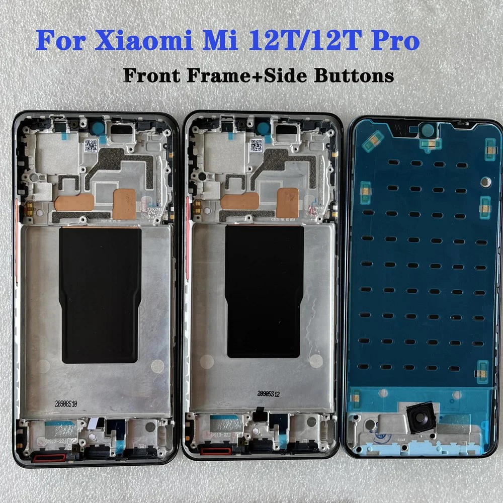 New Middle Frame For Xiaomi Mi 12T Front Frame Bezel Housing For Note 12T Pro Middle Frame Replace With Side Keys