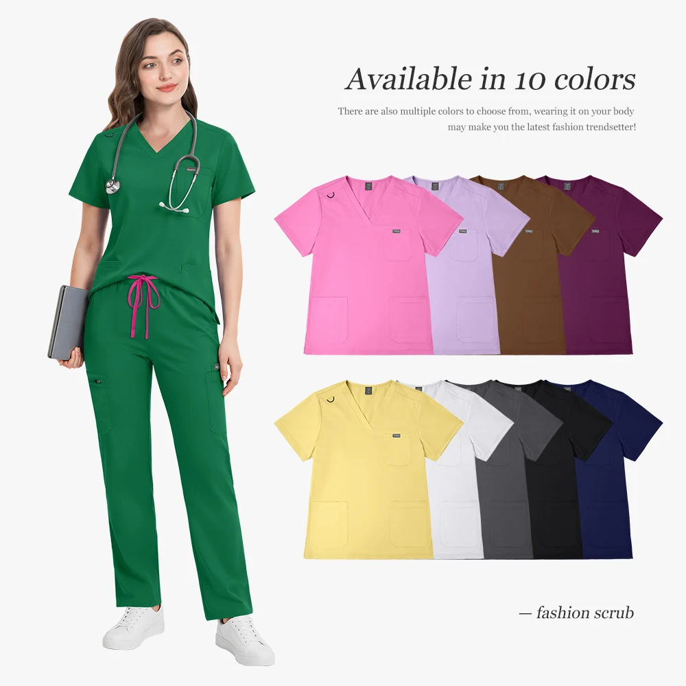 Slim Fit Surgical Uniforms Woman Multicolour SPA Beauty Uniform Dentist Veterinary Working Clothes Unisex Anti-wrinkle Scrub Set