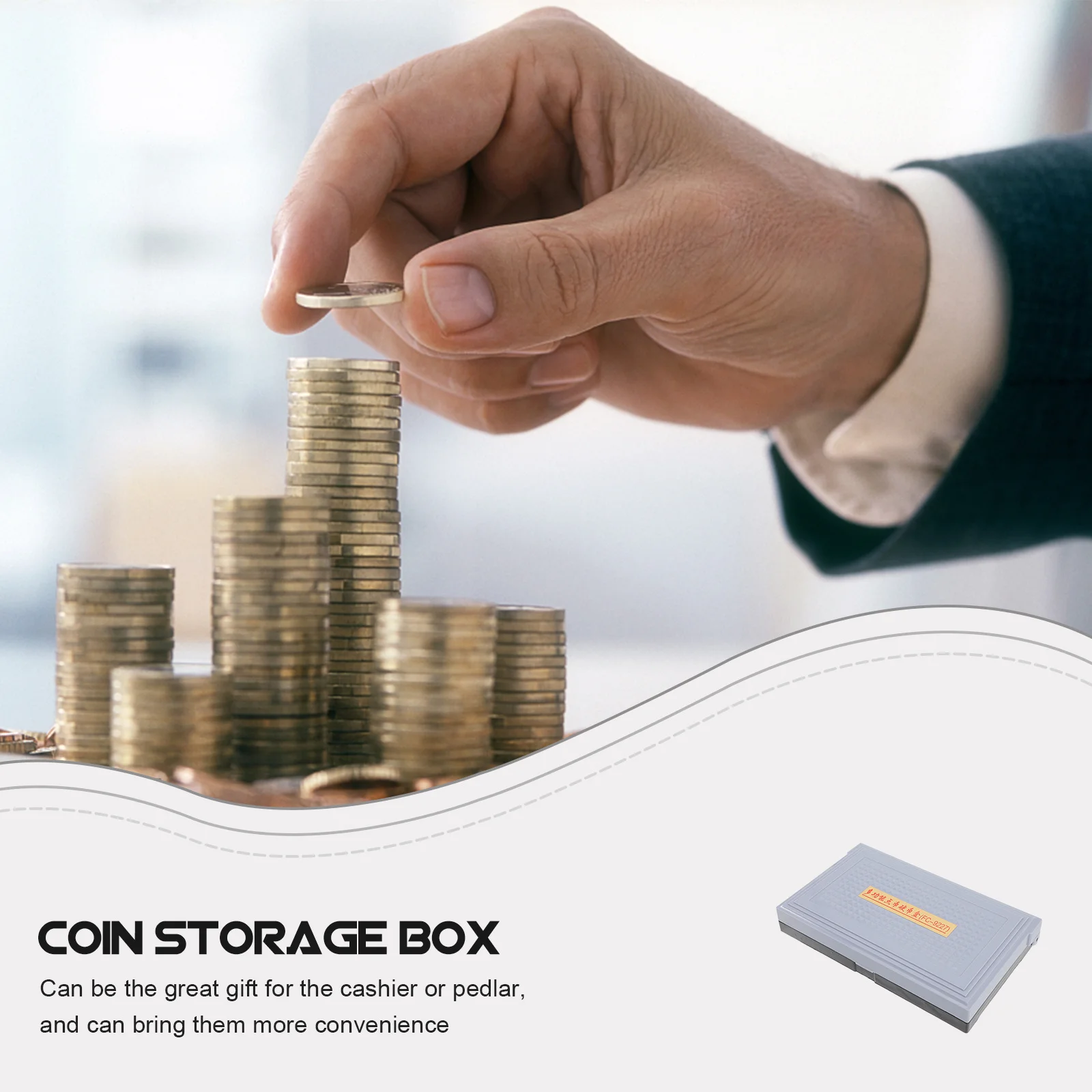 Sturdy Reusable Coin Container with Grids Wear-Resistant Multi-Compartment Case for Home Office Bank Cashier Essential Supply