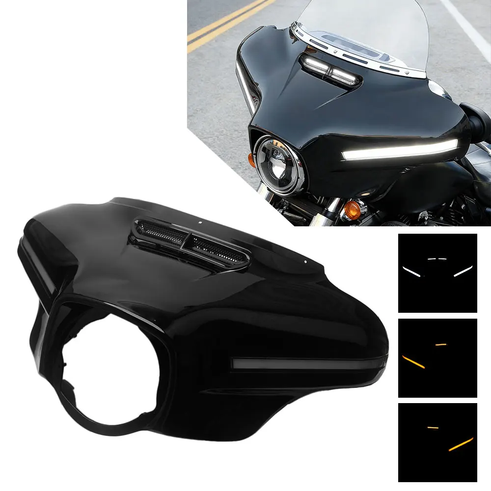 For Harley Touring Electra Street Glide Classic Special Ultra Limited 2014-25 Motor Front Batwing Outer Fairing Cover With Light