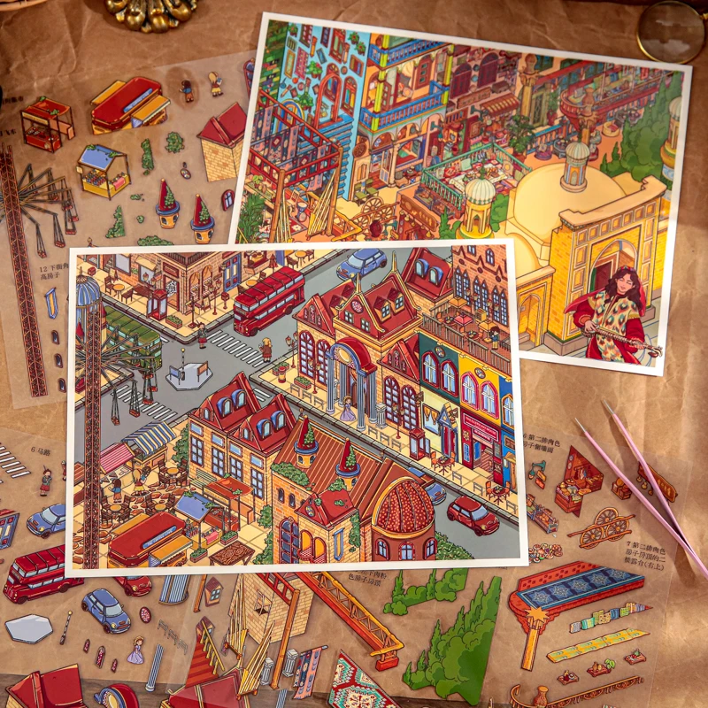 3D Landscape Sticker Brand New Original City Roaming Series Mini Sticker For Decoration Decompression Collage Sticker Decoration