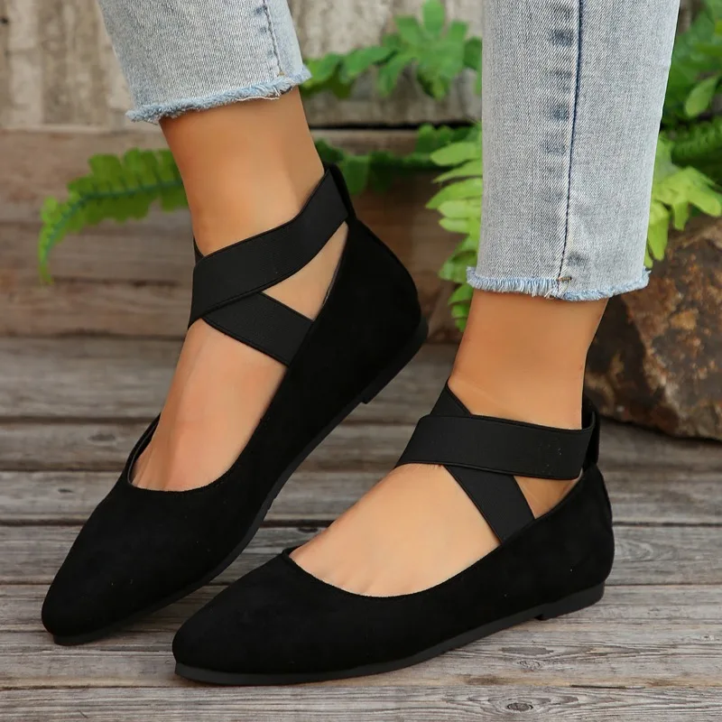 2025 beige new women\'s flat shoes fashionable lightweight shoes women\'s elegant ballet shoes soft outdoor casual heel shoes