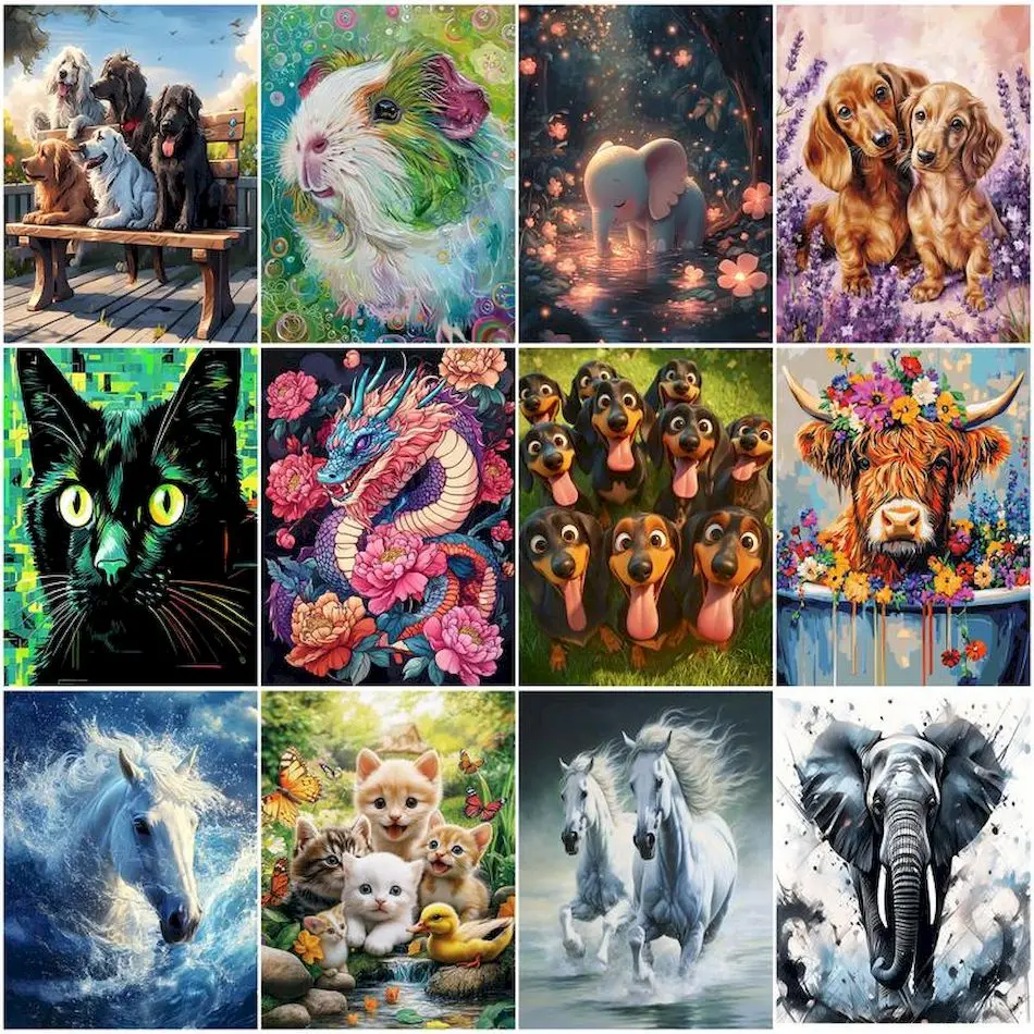 

RUOPOTY Painting By Number Novelties Adult Coloring Animals Paint Pictures By Numbers Handmade Oil Canvases For Paint Wall Art