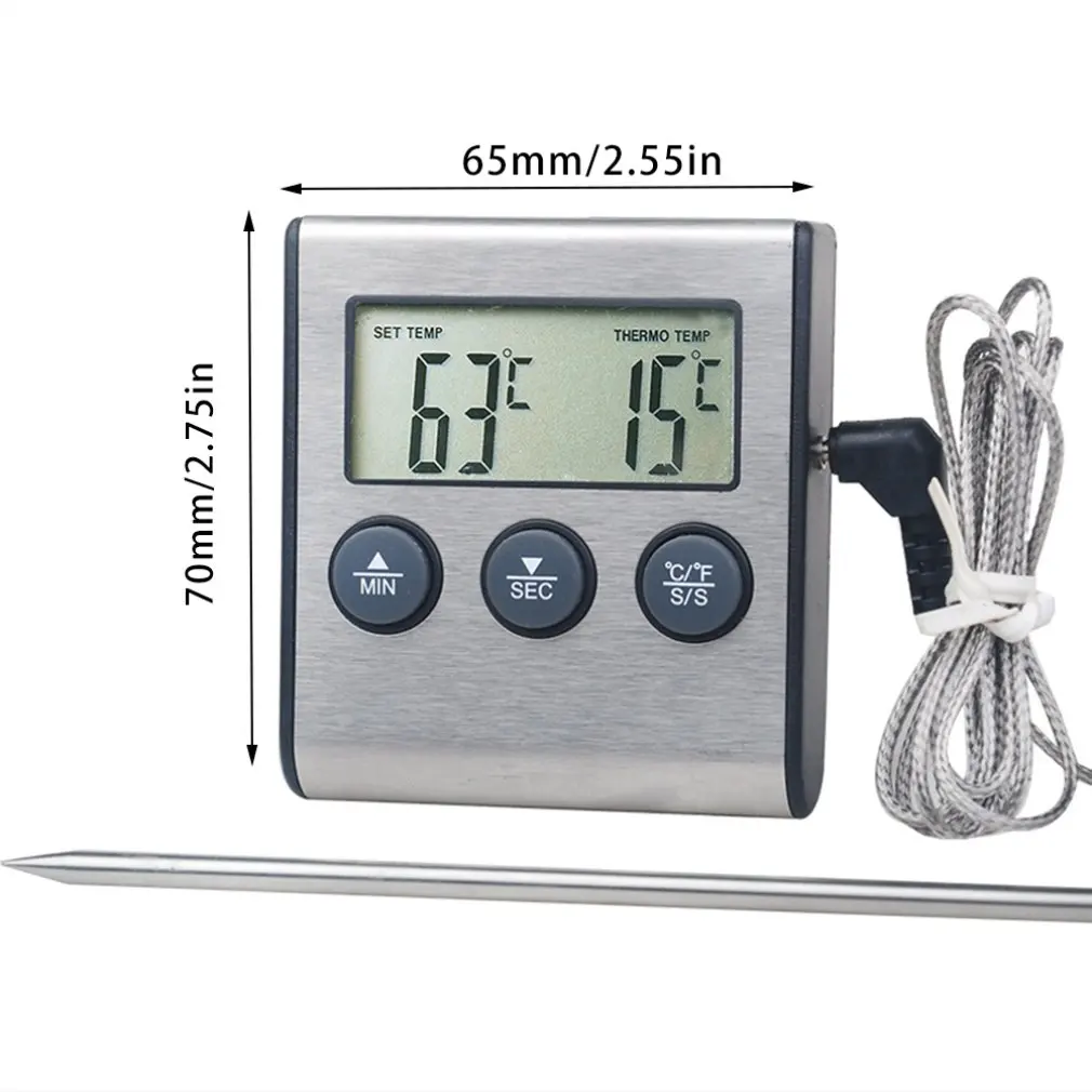 Tp700 Digital Remote Wireless Food Kitchen Oven Thermometer Probe For BBQ Grill  Oven Meat Timer  Temperature  Manually Set