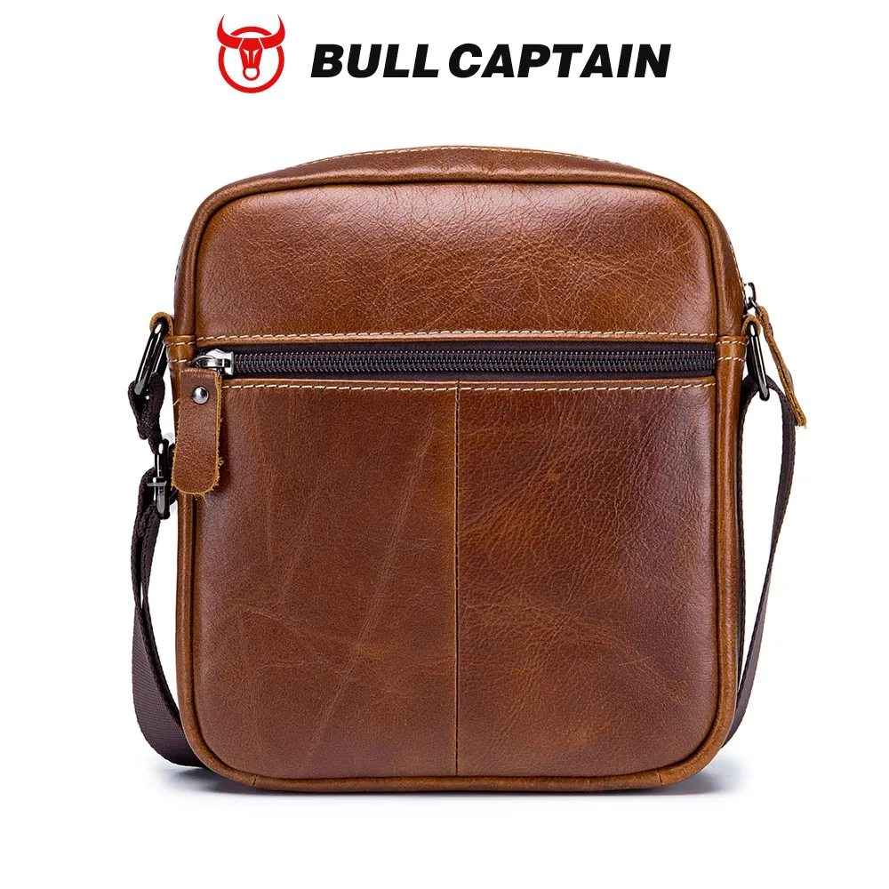 BULLCAPTAIN skórzana męska torba biznesowe torby na ramię odpowiednie dla 7.9 Cal Ipad Mini wysokiej jakości męskie torby typu Crossbody — zdjęcie 7