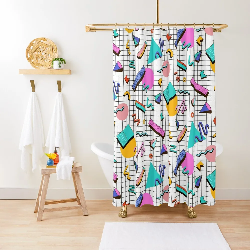 Funky 80s eighties Memphis Pattern Design Shower Curtain Luxury Bathroom Bathroom And Shower Products Curtain