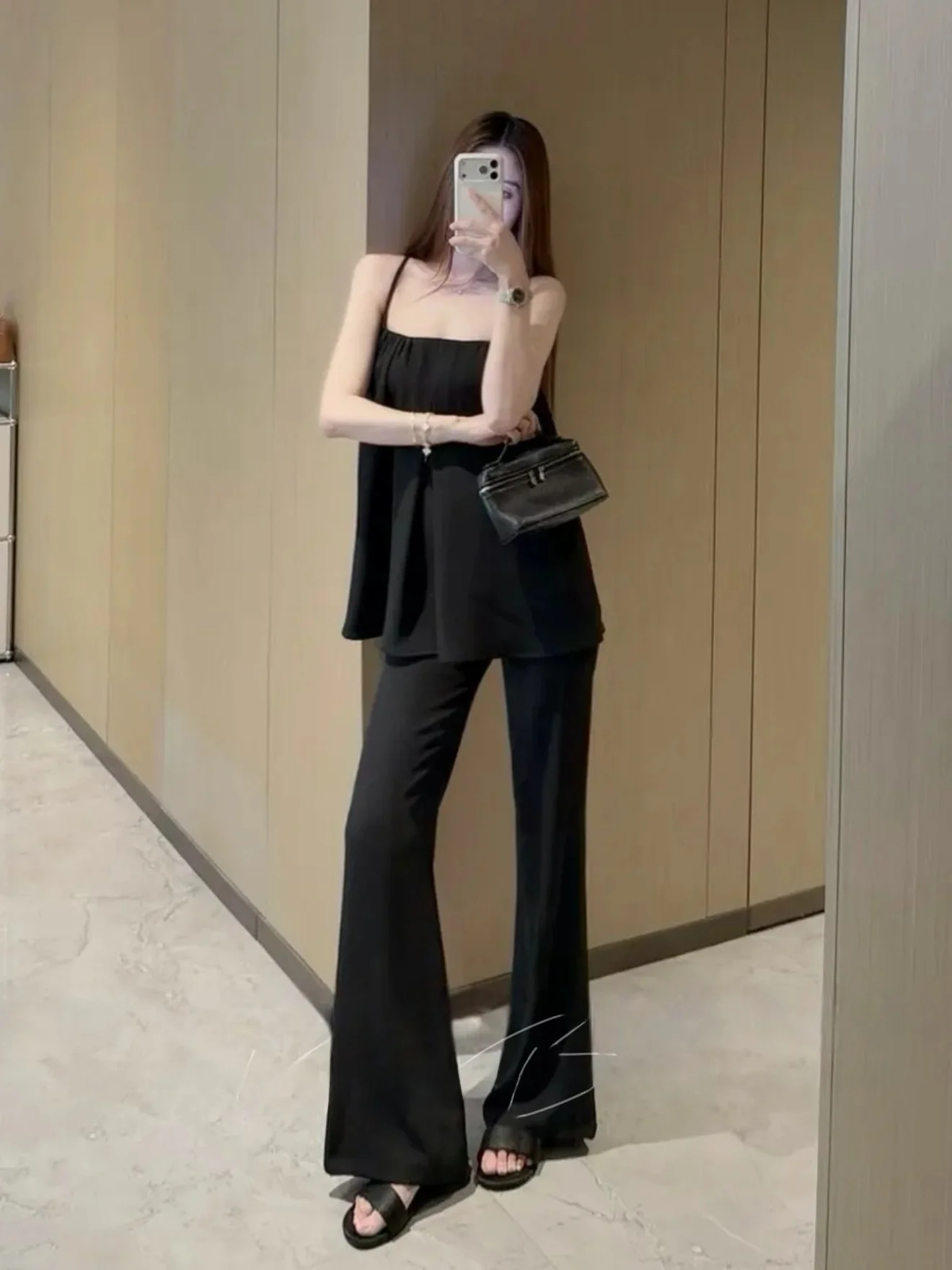 

Korean Style Slimming Casual Pants Two-Piece Set Summer New Fashion Loose Top Match High Waist Pants Women's Fashion Set