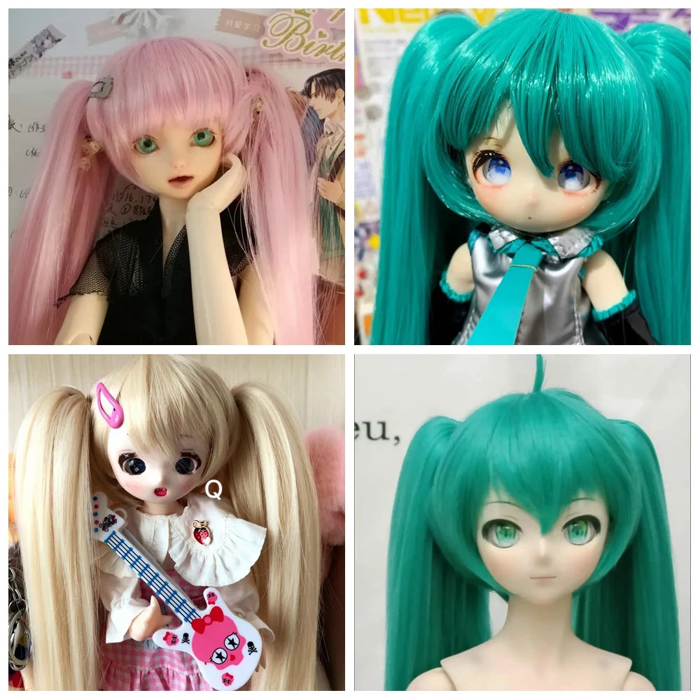 Cute Anime Cosplay High Temperature Wig Hair With Double Ponytail  for 1/3 1/4 1/6 1/8 BJD DD/MDD/SD Doll  Doll Accessories