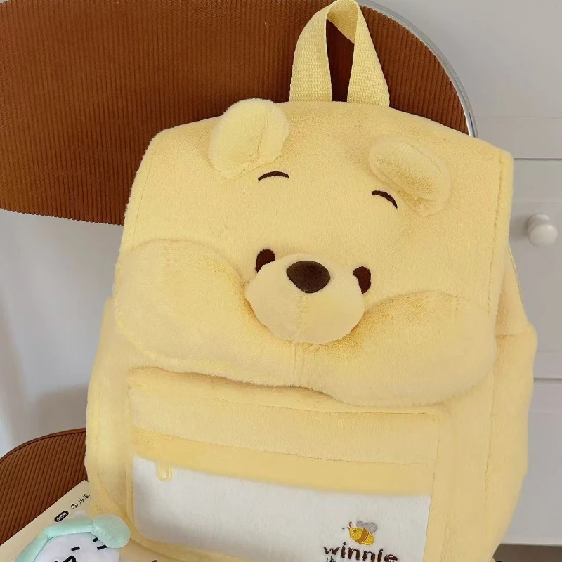 ديزني جديد لطيف الكرتون الأصفر ويني الدب أفخم حقيبة الظهر كلية نمط حقيبة مدرسية خفيفة ركاب على ظهره #6