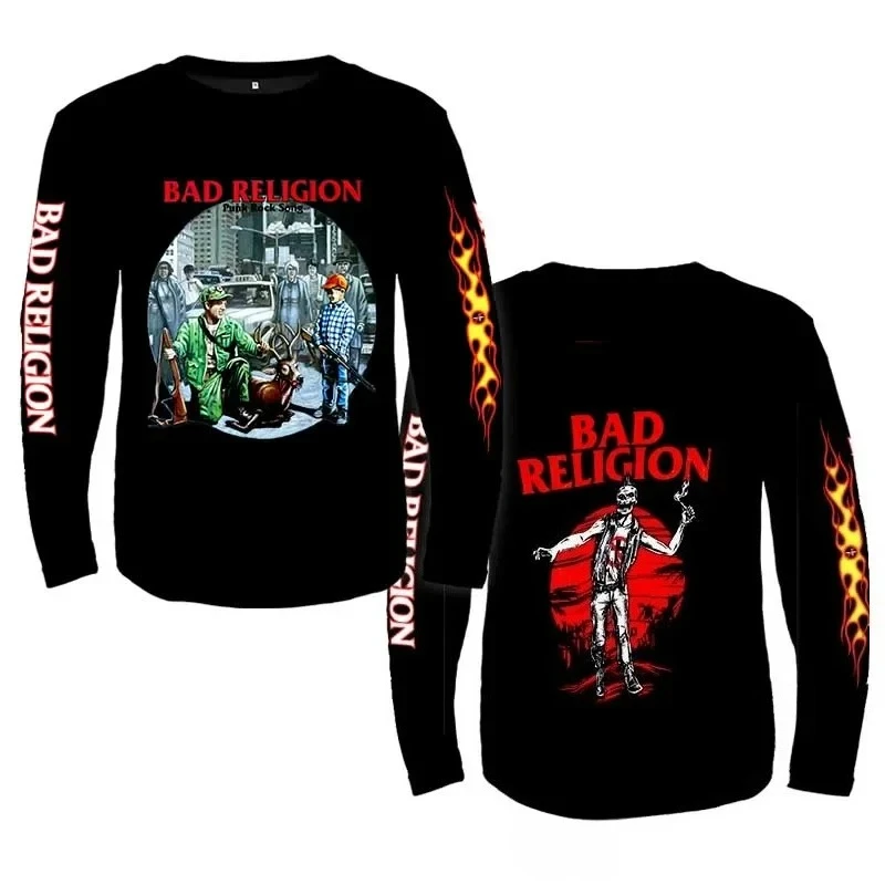 Camiseta Retro de Manga Larga con Cuello Redondo de la Banda Punk Bad Religion, Ropa Deportiva Gótica Estilo Harajuku, Apta para Hombres y Mujeres