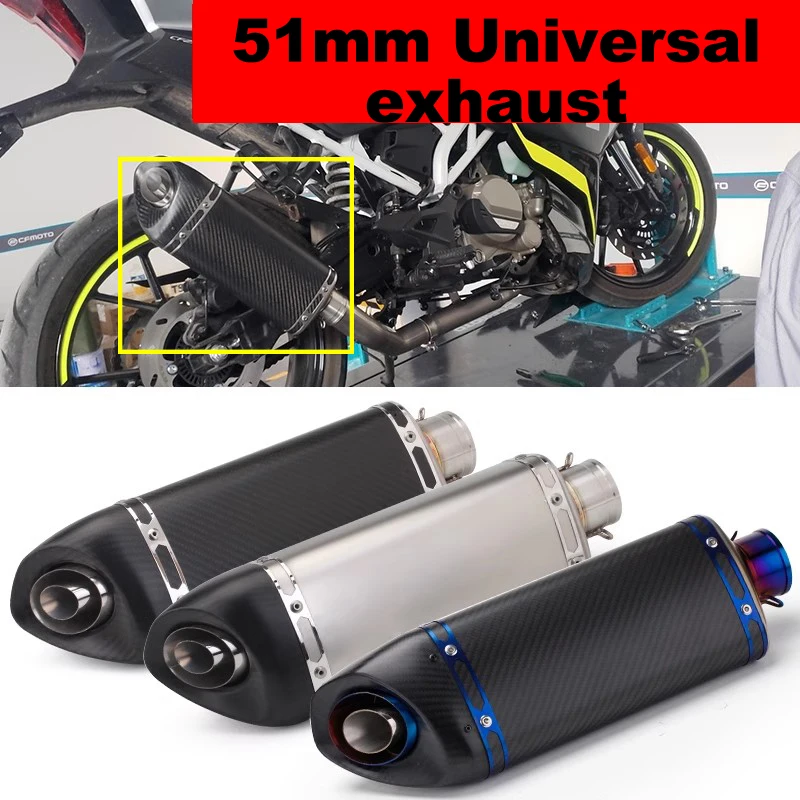 

51mm Universal exhaust Motorcycle silencer for NINJA400 R3 R6 R25 z400 502C M20 tmax 530 Motorcycle Carbon muffler db killer