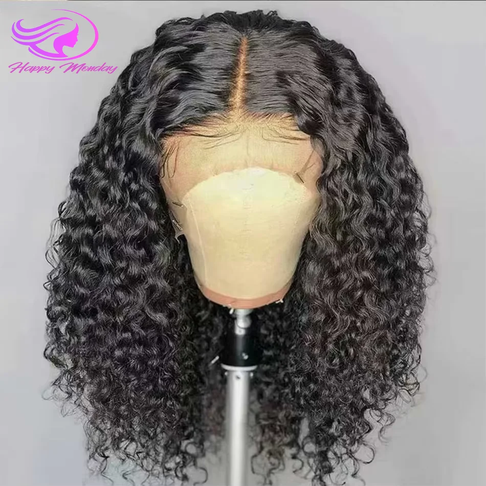 Loose Deep Wave Short Bob Human Hair Frontal Wigs Curly 13x4 4x4 Transparent Lace Front Wig 180 Density Brazilian Remy For Women