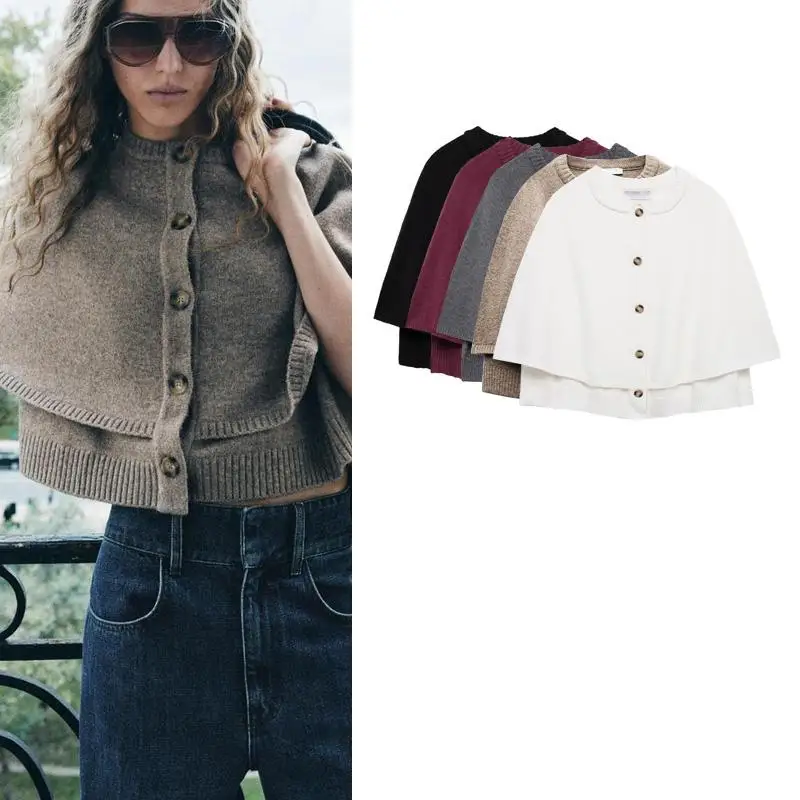 

Autumn Winter New Women's Knitted Sweater Cardigan Single Button round Ne Coat Design Casual Sle Polyester Fiber ort Sl...