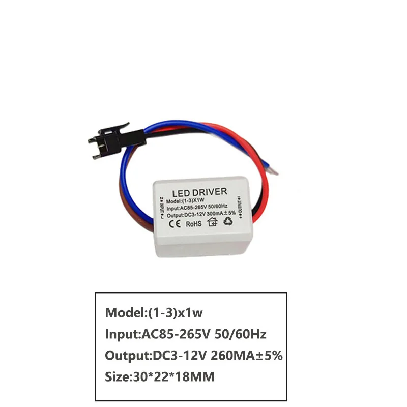 1Pcs Lighting Transformer AC 85-265V to DC 3-12V LED Power Supply Driver Adapter for 1 - 3W Ceiling Thumb Light Lamp