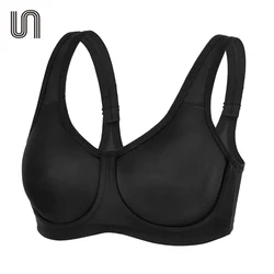 Women Unwired Bras High Impact Double-Layer Shock Control Plus Size Outer Sports Bra Tops Sportswear Gym Workout Run Underwear