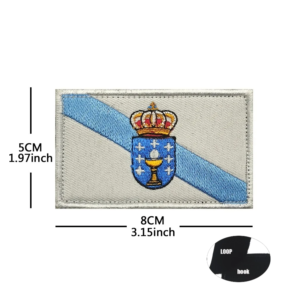 شارة إسبانية مطرزة غاليسيا، كاتالونيا، فالنسيا، أندالوسيا، أستورياس، أعلام إسبانيا عنابي هوك وحلقة رقعة سحرية