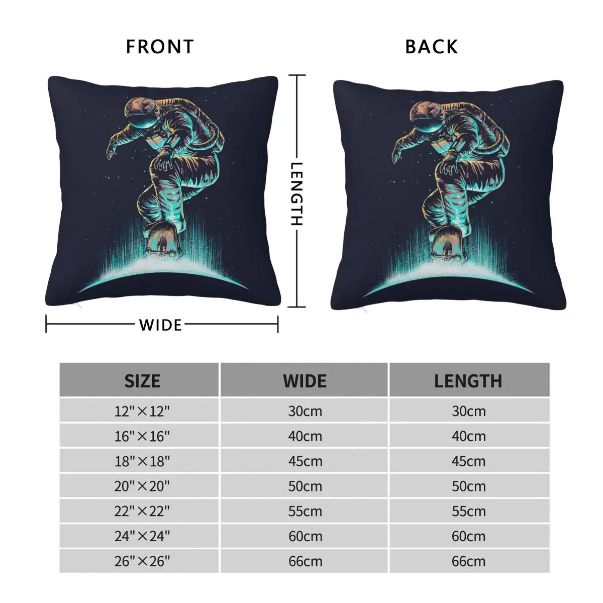 Space Grind Skater Astronomy Square Pillowcase Polyester Linen Velvet Pattern Zip Decorative Room Cushion Case