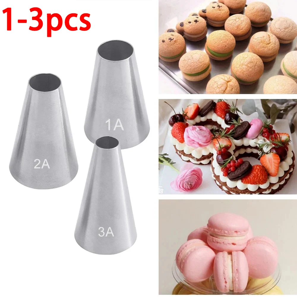 1/3pcs #1A #2A #3A Large Size Round Metal Cake Cream Decoration Tip Stainless Steel Piping Icing Nozzle Pastry Tool Baking Tools