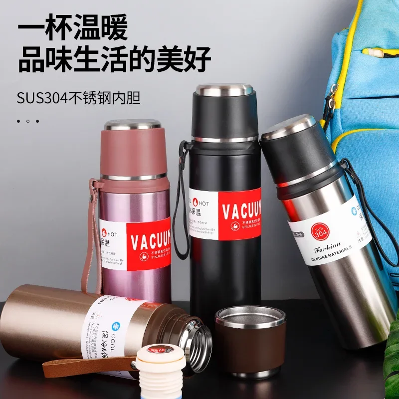 

Insulated pot 1L handle outdoor sports pot stainless steel insulated cup with lifting rope travel pot water cup7.16