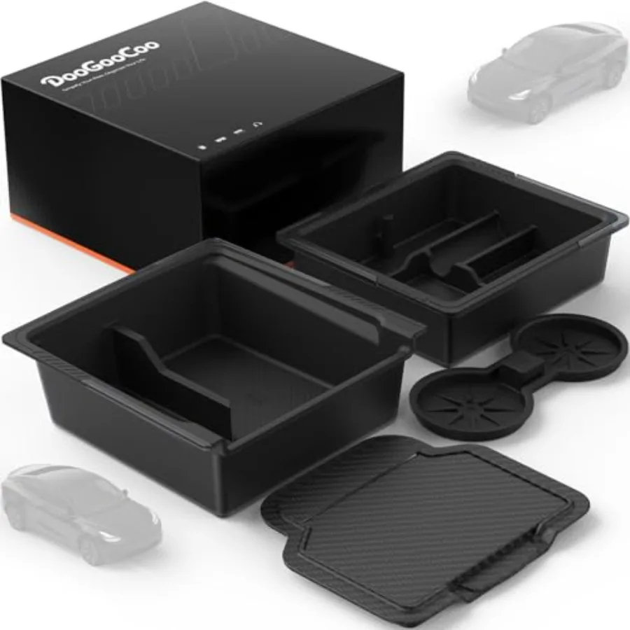 

Center Console Organizer for Tesla New Model Y Juniper 2025-2026/Model 3 2024-2026 [2-Layer Design, Easy Slide] Keep Console Cl