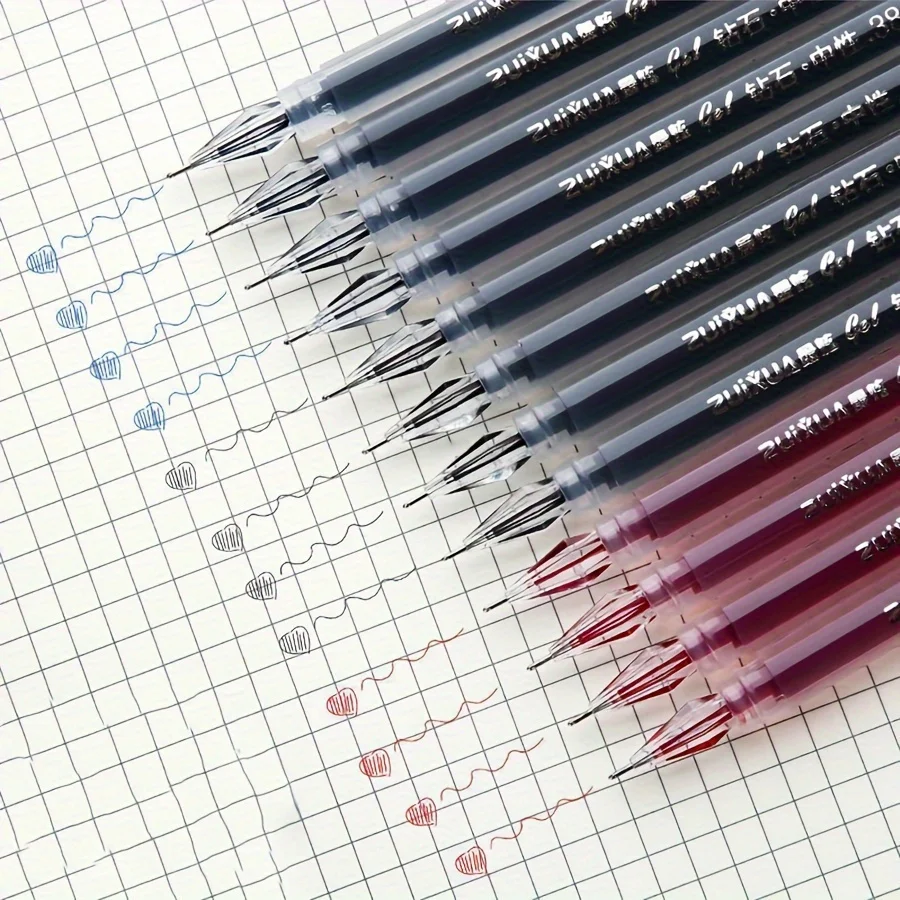 27 قطعة/9 قطعة قلم جل ذو طرف ماسي، ناعم 0.38 مم، حبر سريع الجفاف، أسود/أزرق/أحمر مثالي لللامتحان والاستخدام المكتبي