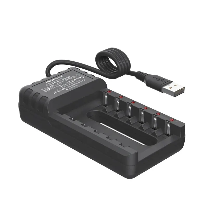 Intelligent 6-Slot Battery Charger USB Plug For AA/AAA 1.2V Ni-MH Ni-Cd Rechargeable Batteries Charging Station Portable Durable