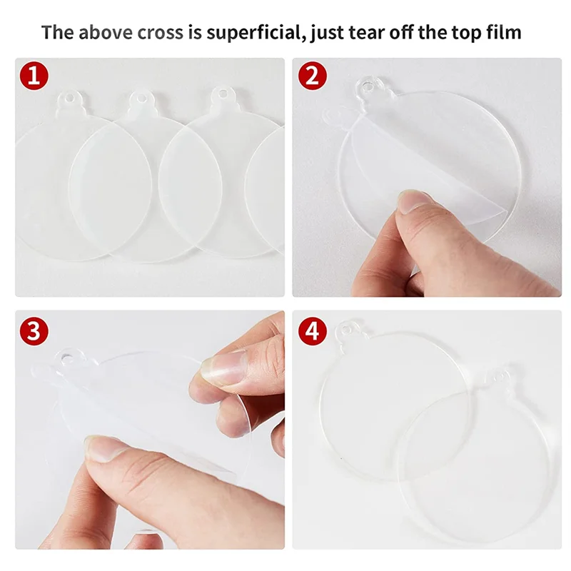 ABLN-72 Pcs 3.5Inch Acrylic Ornament Blank With Holes Round Acrylic Christmas Ornaments Bulk For Holiday Decorations