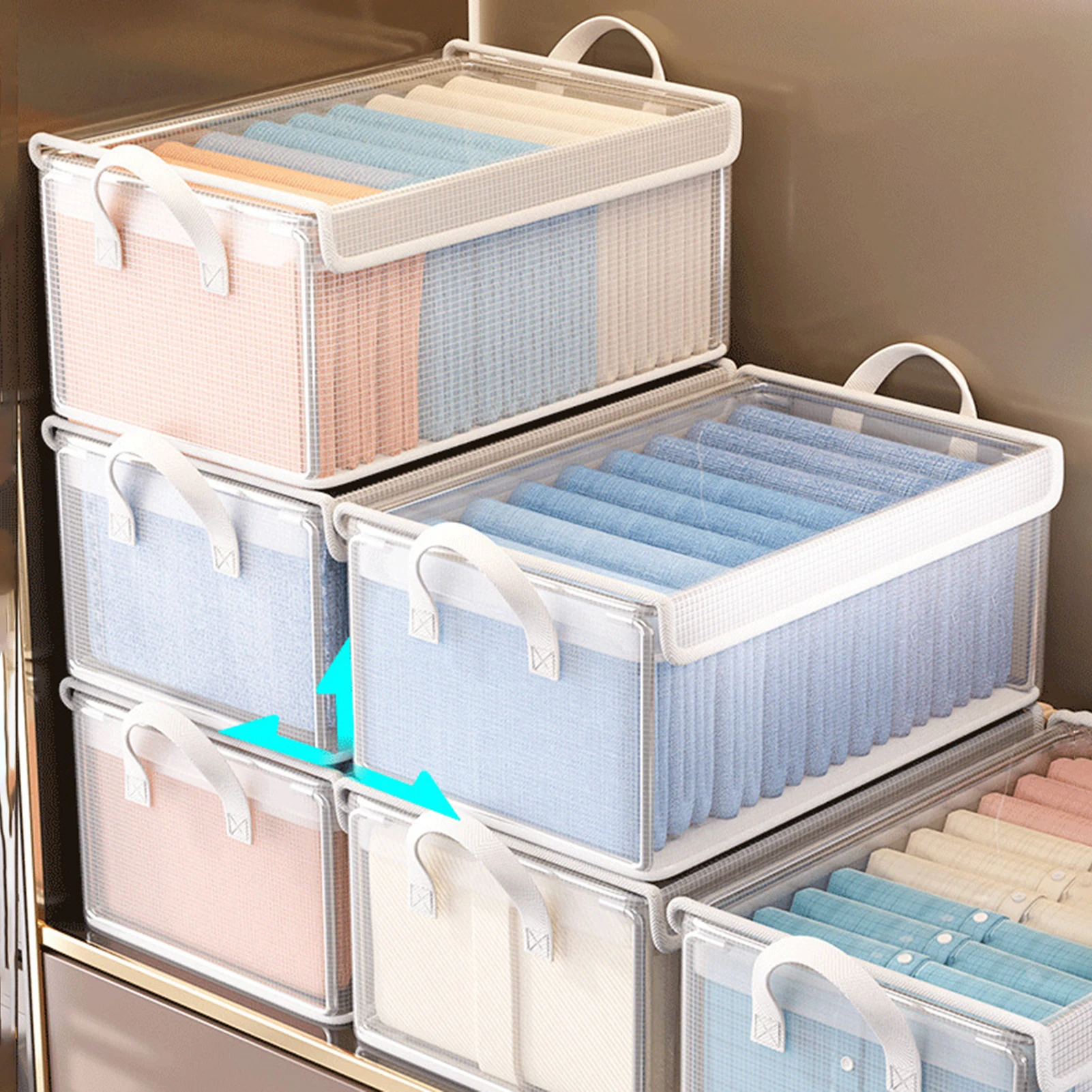 

Seasonal Clothing Storage Basket Large Capacity PVC Organizer Box For Clothes Pants Jeans Bed Sheet Quilt Cover Home Storages