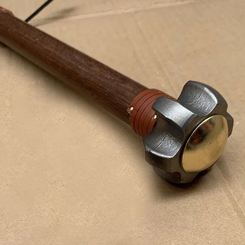Self Defense Stick Ancient Tool Wooden Outdoor Sports Self rescue Protective Wood Stick Metal Hammer Head Window Breaking Tool