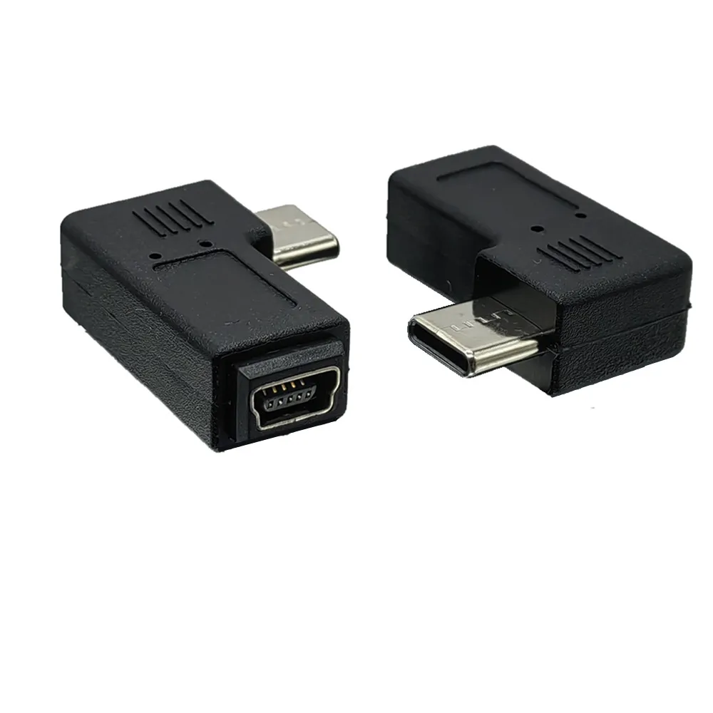 90 Degree Right Angled Mini USB 5Pin Female to Type C Male Data Sync Adapter USB-C Connector