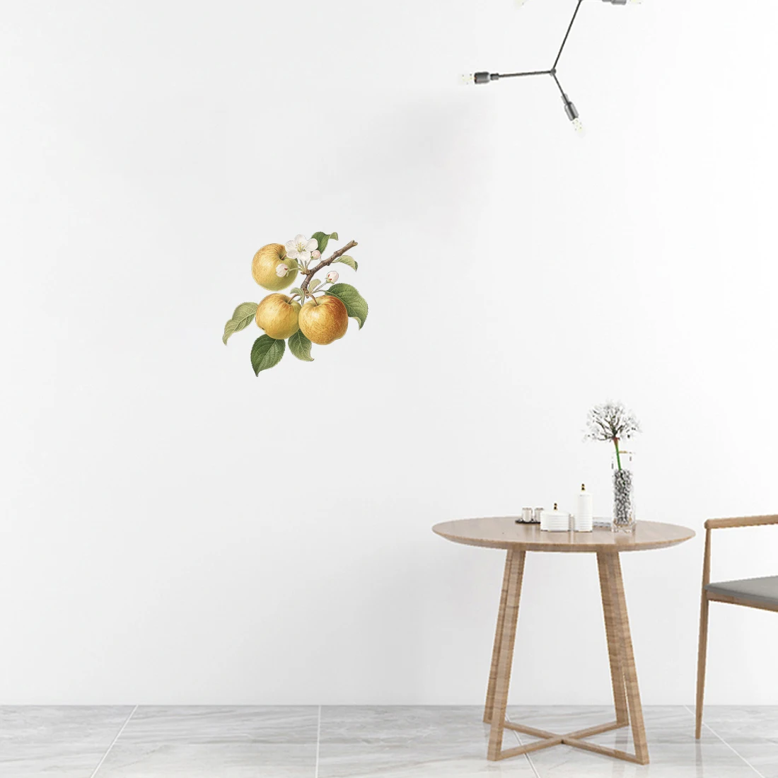 Three Ratels CFN145 Yellow apple branch art wall sticker for home decoration