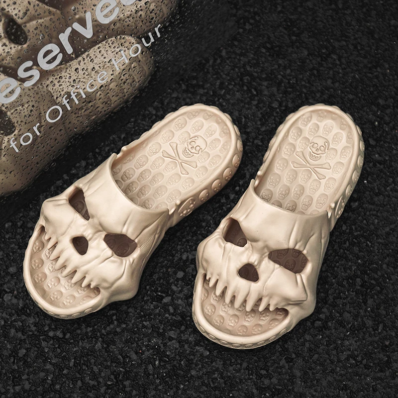 New Personality Skull Design Male and Female Slippers 2023 Summer Outdoor Fun Thick Bottom EVA Beach Non-slip Casual Sandals