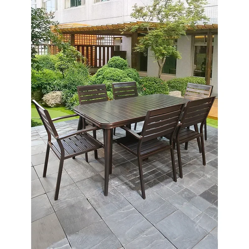 for Nordic Cast Aluminum Outdoor Table and Chair Set Courtyard Terrace Balcony Leisure Tea Table Combo Alloy Patio Furniture