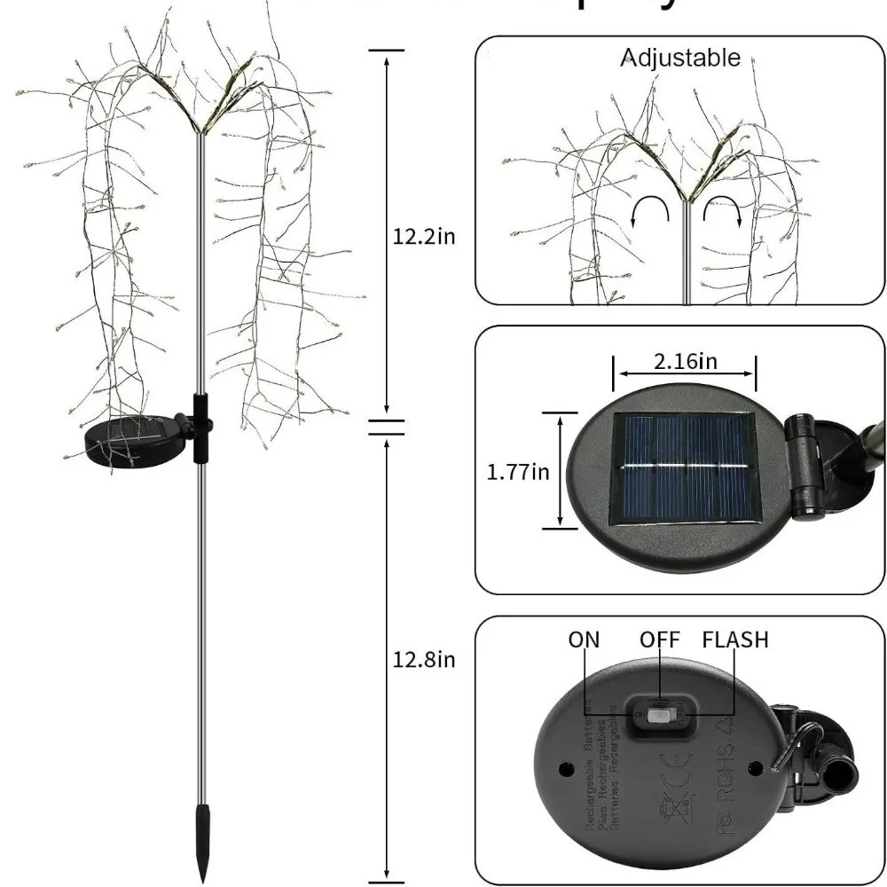 

Decorative Solar Powered Willow Tree Lamp 8 Lighting Modes 120LED Solar-Powered Garden Lights Garden Decorative Lights Lawn