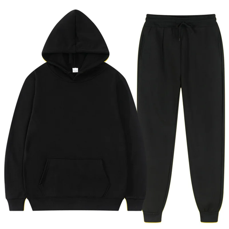 Men's female Tracksuit Casual Jogging Suit Sweatshirt set Hoodies + Sweatpant 2pcs Fashion Warm Solid colors Loose Sportswear