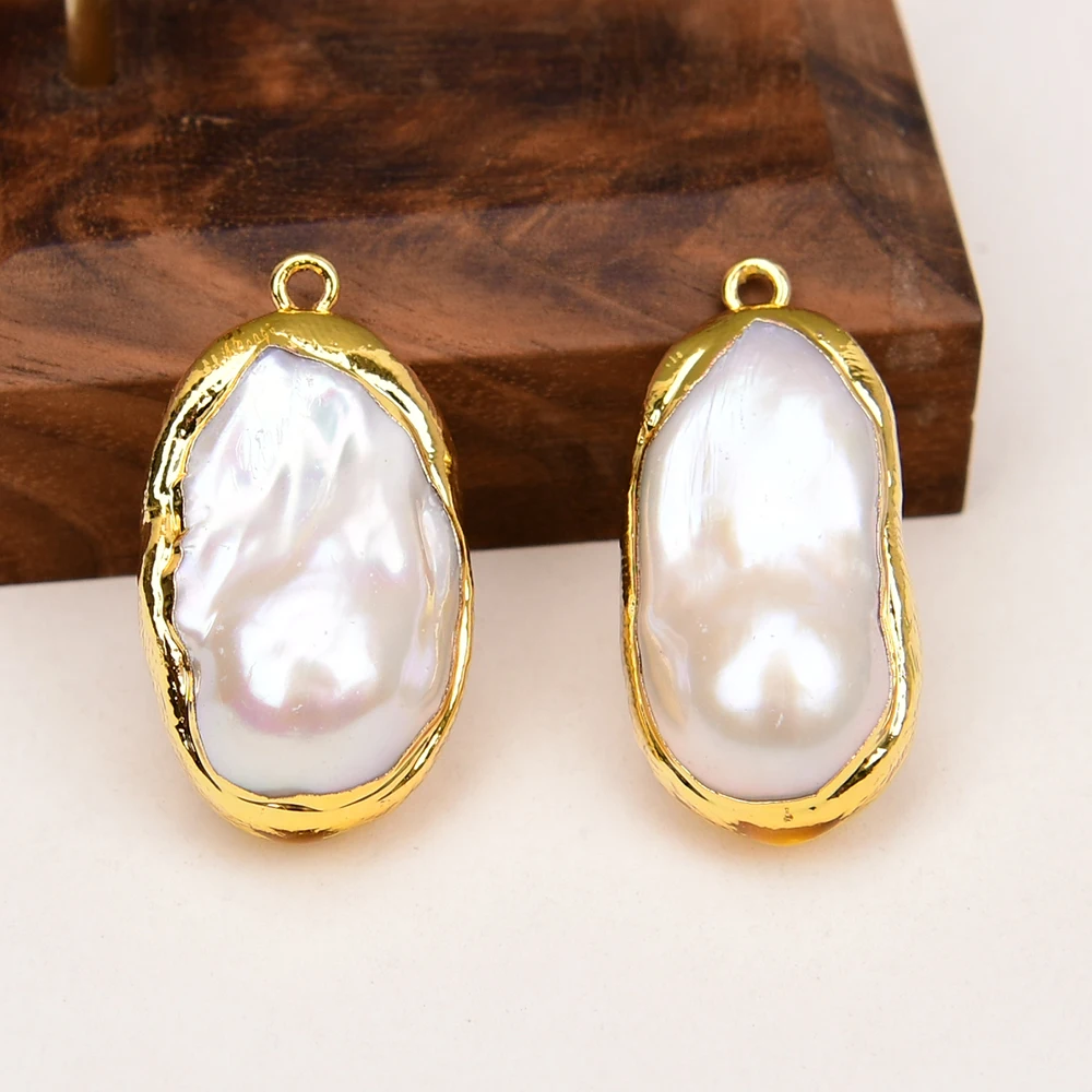 

2 Pcs Big Natural White Baroque Pearl Water drop Pendant Keshi Pearl Necklace Jewelry DIY