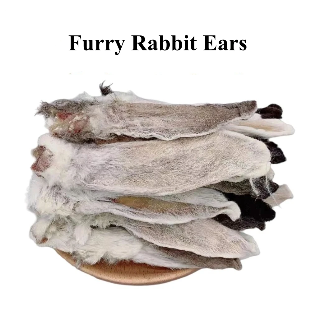 200g Dog Treats Air Dried Furry Rabbit Ears Pet Grinding Stick Teeth Cleansing Puppy Teddy Training Reward Dog Food Dry Snack