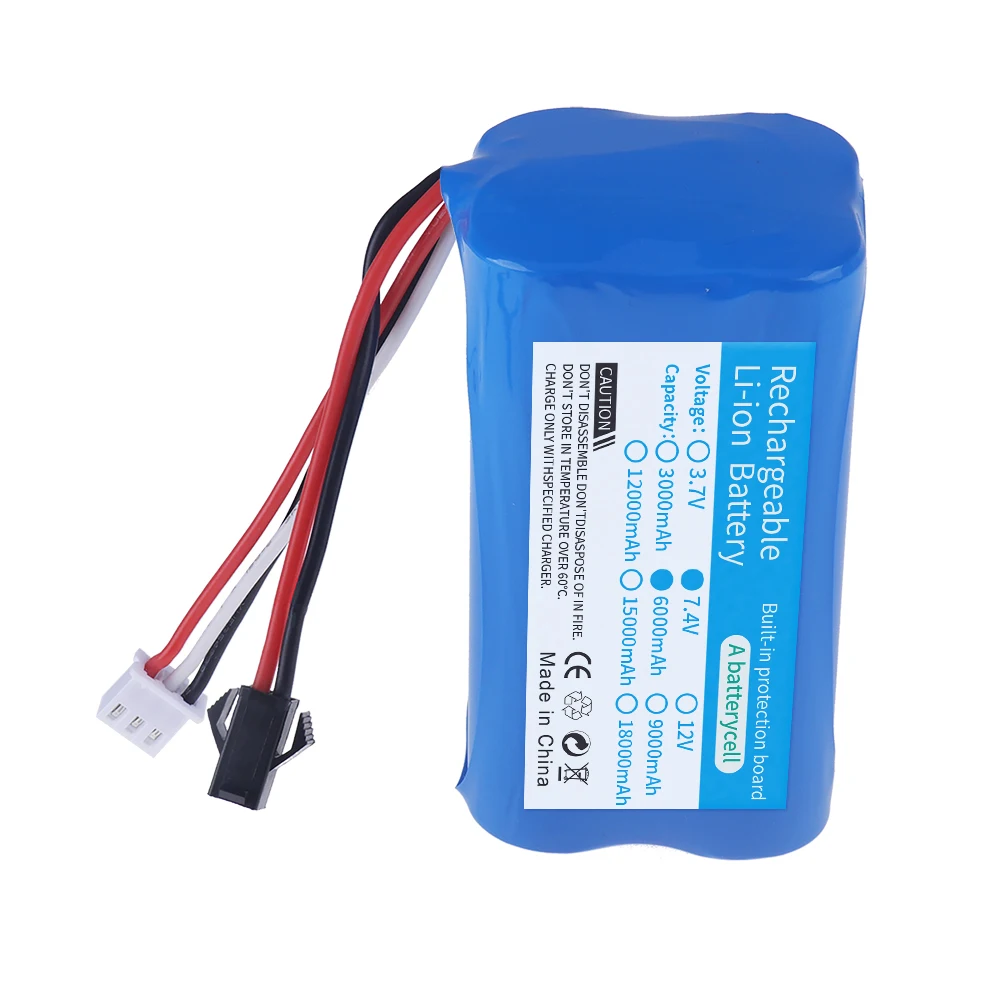 7.4V 6000mAh 18650 li-ion Battery Charger for WPL MN99S D90 U12A S033g Q1 H101 D12 C24-1 C24 Rc Boats Cars Tanks Drones Parts