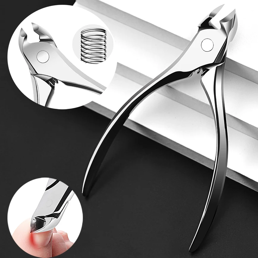 1PCS Stainless Steel Big Oblique Mouth Sharp Strong Cowhorn Scissors Nail Clipper Thick Ingrowing Toenails Manicure Cutter Tool