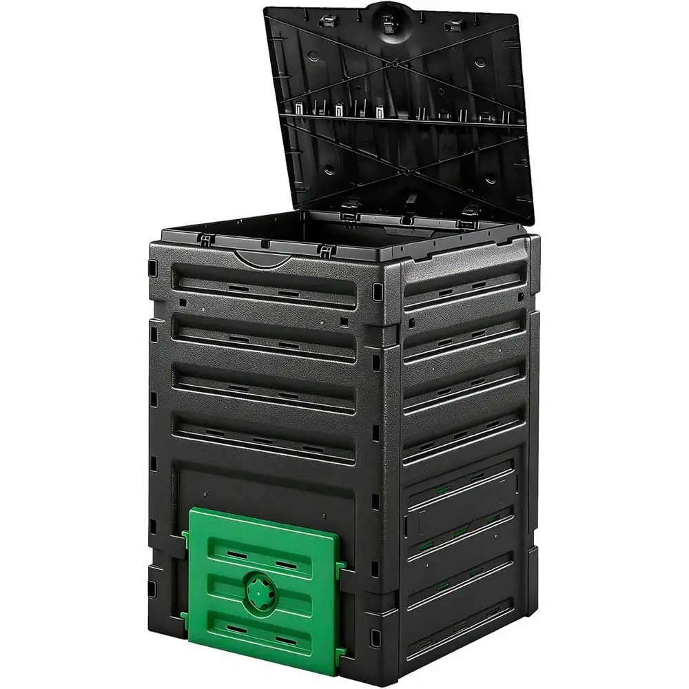 120 Gallon Compost Bin, 450L Outdoor Garden Waste Composter with Lip-Top Lid and Bottom Door, Large Capacity BPA-Free Material f